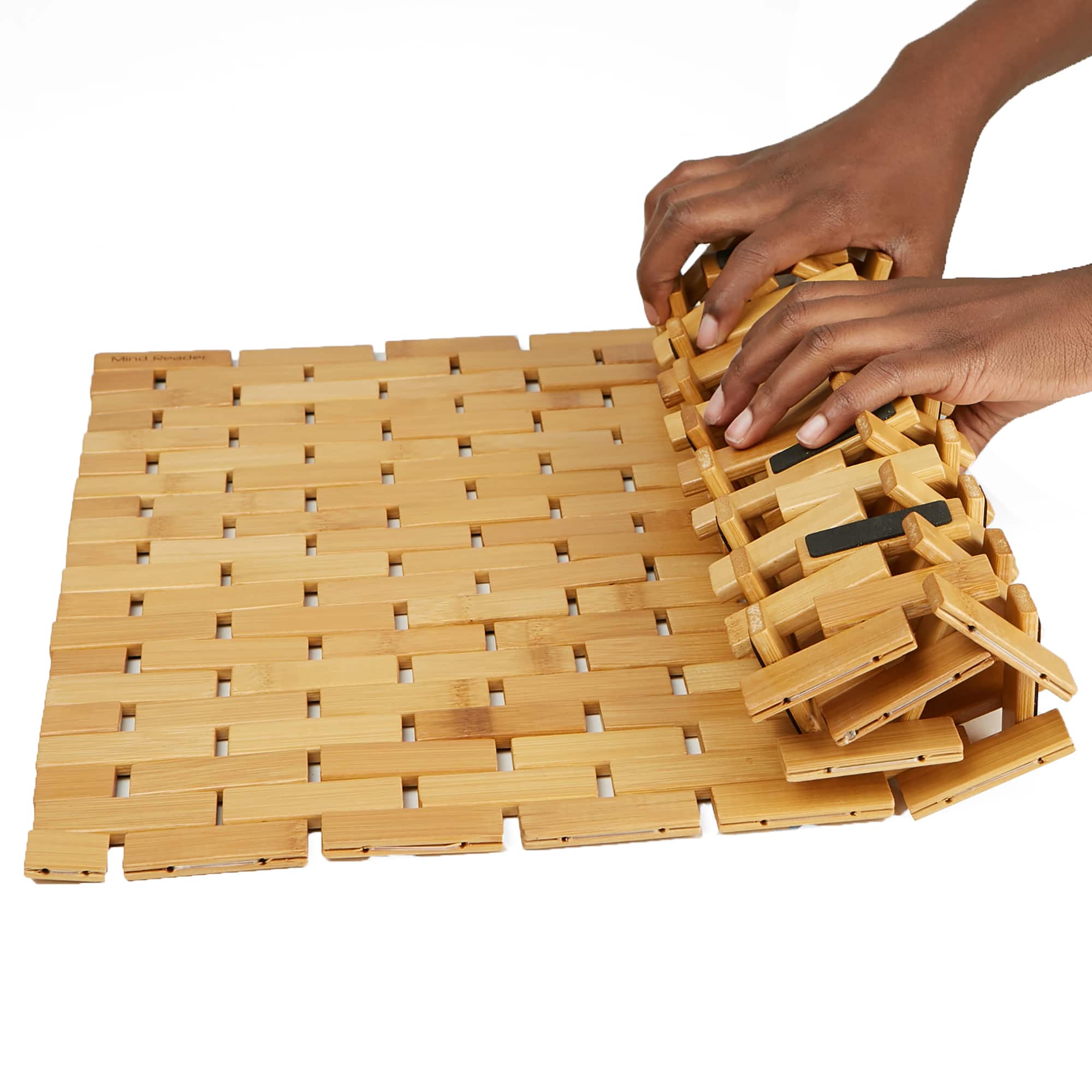 Mind Reader 23" Brown Luxury Bamboo Shower Bath Mat